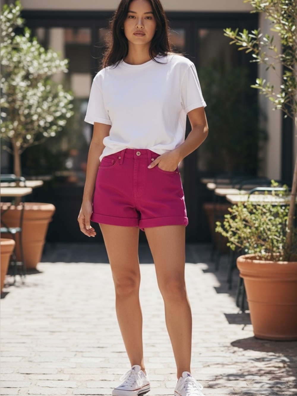 wild fable Magenta High-Rise Denim Shorts